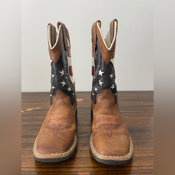 Old West, 11 little kid, American Flag square toe cowboy country western boots - Picture 2 of 12